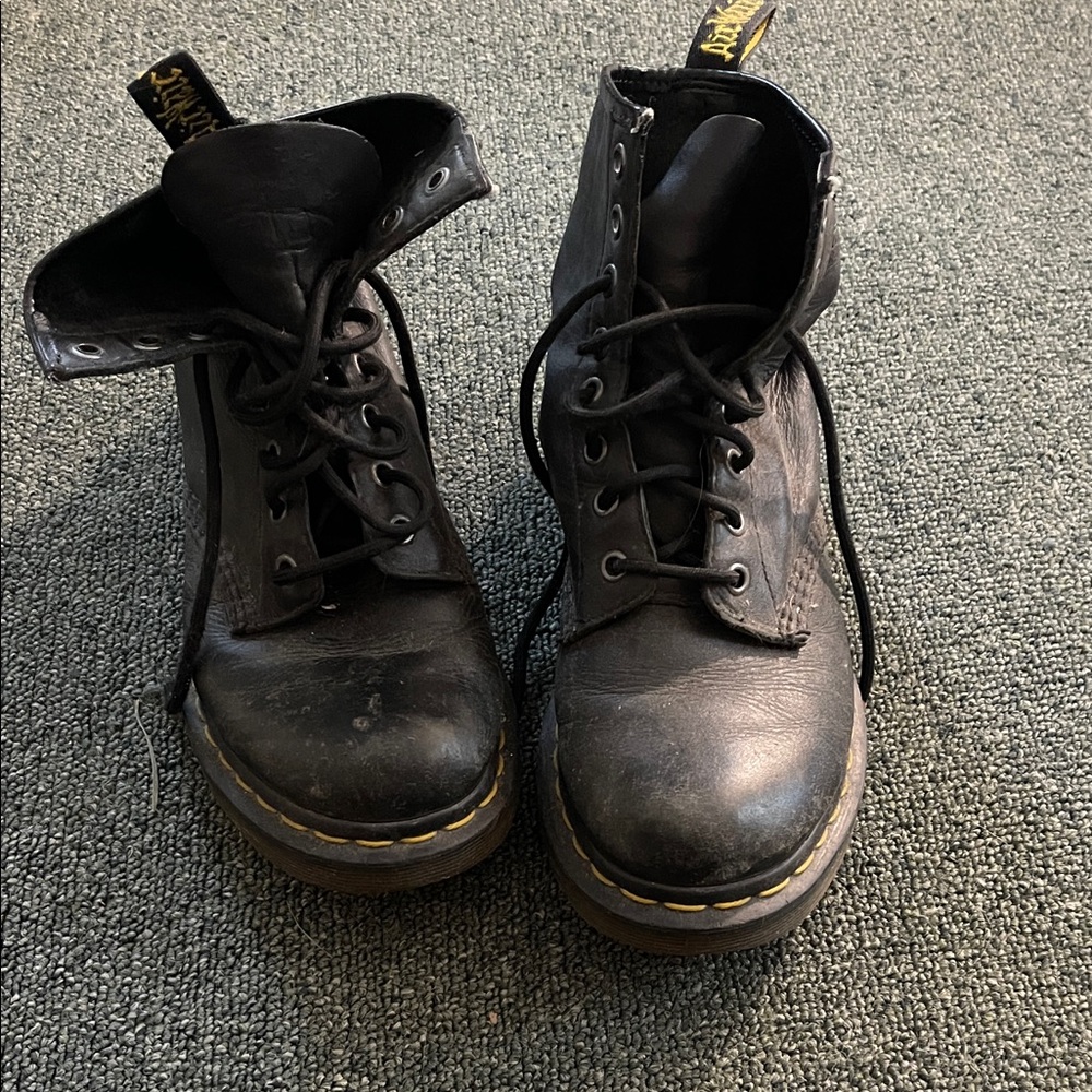 Black Leather Lace-Up Boots